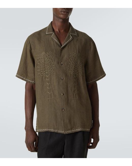 Camisa Bowling Flavio De Lino Bordado Frescobol Carioca de hombre de color Green