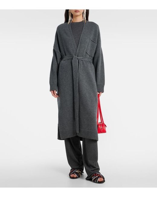 Extreme Cashmere Gray N°105 Coat Belted Cashmere Wrap Cardigan