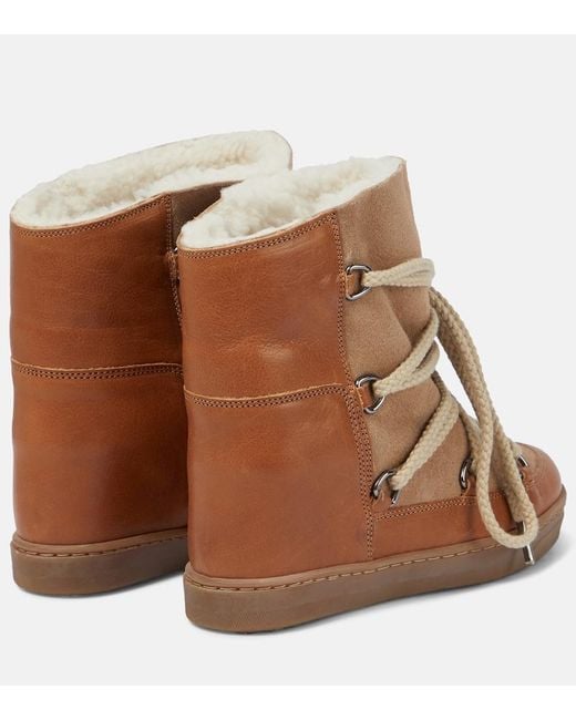 Isabel Marant Brown Nowles Shearling-lined Suede & Leather Boots