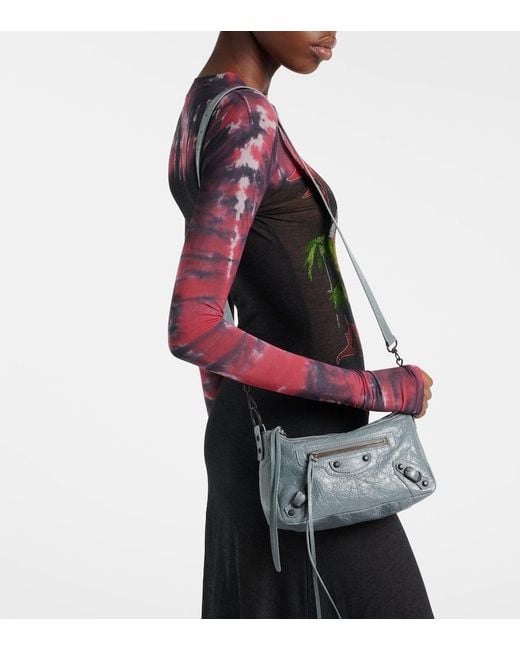 Balenciaga Blue Le City Moto Mini Leather Shoulder Bag