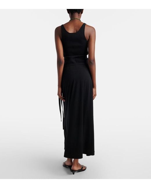 Totême Black Jersey Wrap Skirt