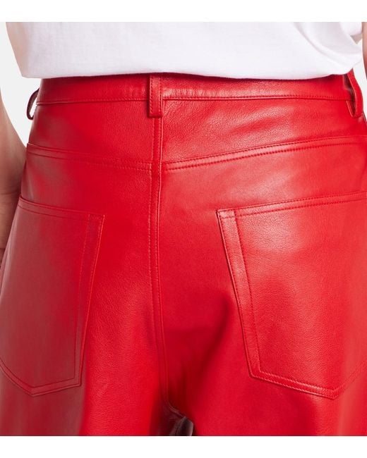 Pantalon Ample A Taille Haute En Cuir Rohe en coloris Red