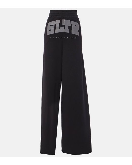 Jean Paul Gaultier Blue Logo High-rise Cotton Jersey Sweatpants