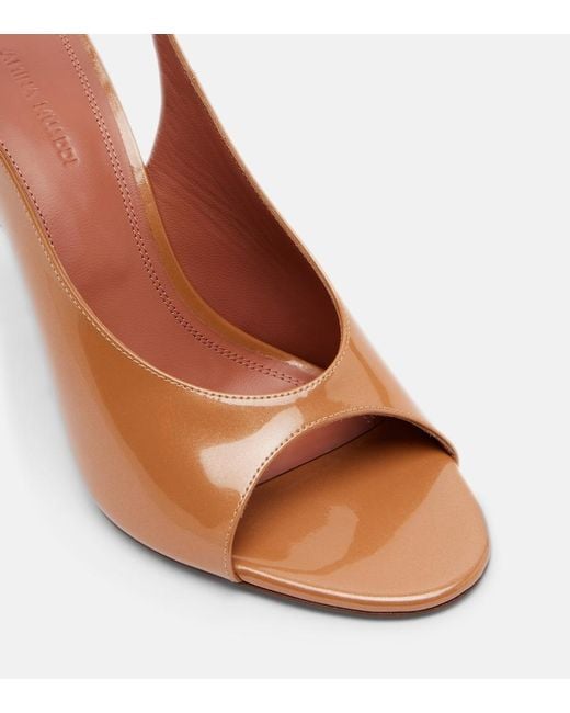 AMINA MUADDI Brown Anok Patent Leather Slingback Sandals