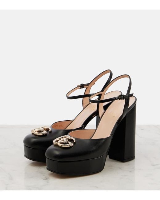 Gucci Black Platform Pump With Double G, Leather