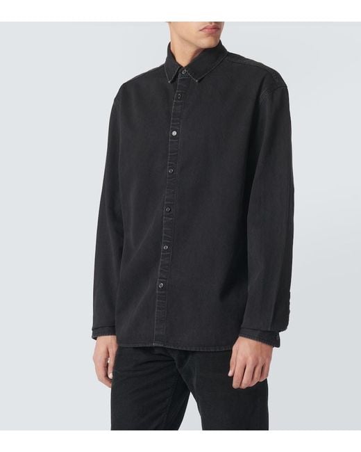 Saint Laurent Blue Cassandre Denim Shirt for men