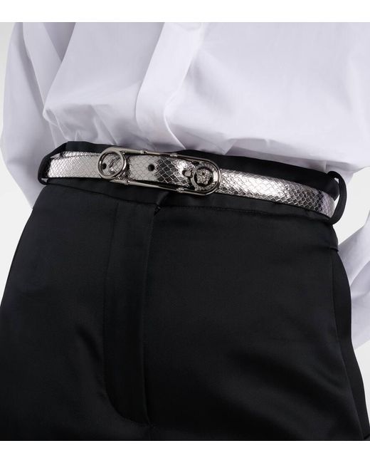 Cinturon Safety Pin de piel Versace de color Metallic