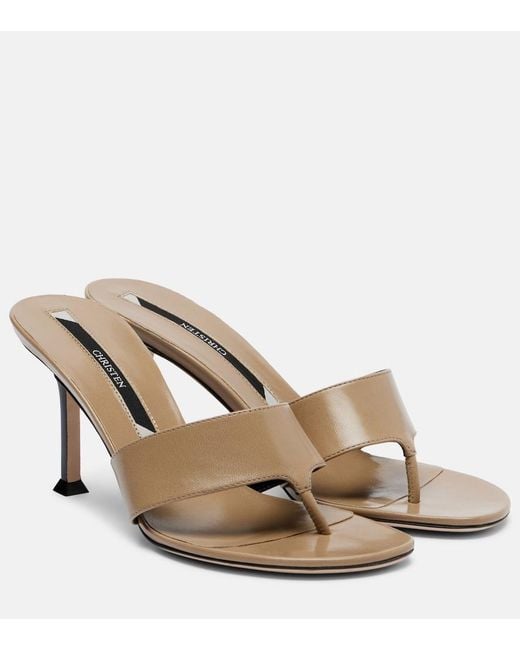 Christen Natural Helix Leather Thong Sandals