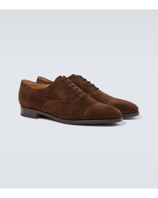 John Lobb Brown City Ii Suede Derby Shoes for men