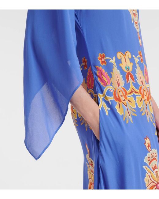 Etro Blue Bedrucktes Maxikleid