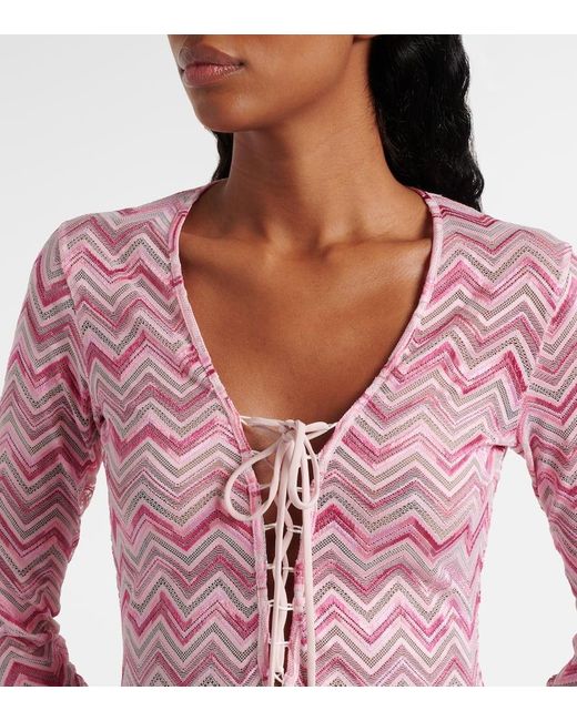 Missoni Pink Maxikleid Aus Haekelstrick