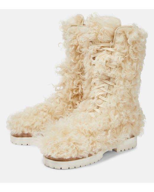 Magda Butrym Natural Shearling Lace-Up Boots