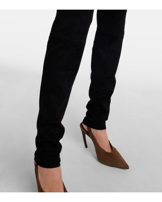 Stouls Black Carolyn Mid-Rise Suede Leggings