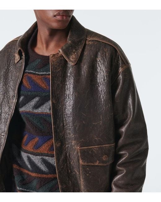 The Row Distressed Lederjacke Orwell in Black für Herren