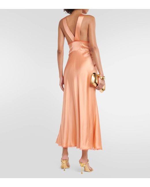 Sir. The Label Orange Aries Lace-trimmed Silk Maxi Dress