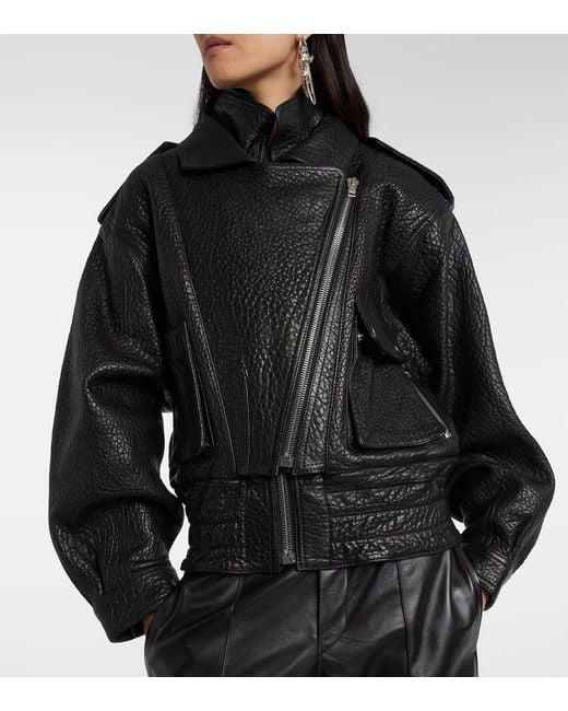 Isabel Marant Black Aneli Leather Biker Jacket