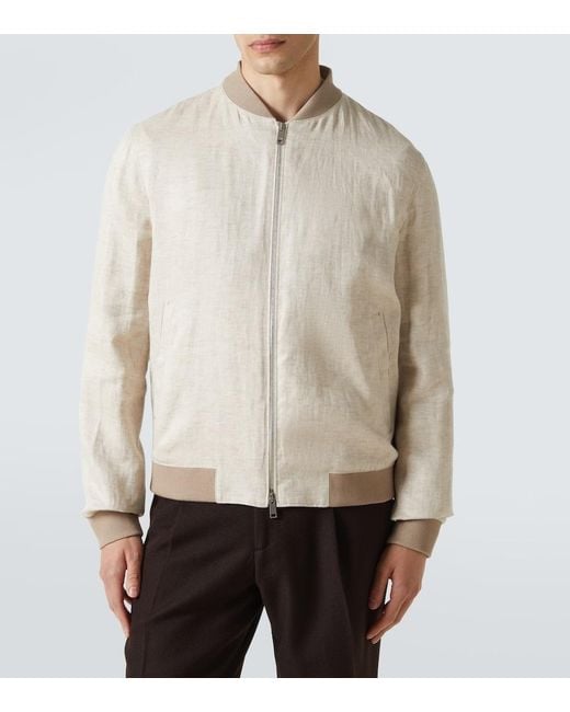 Zegna Natural Linen Bomber Jacket for men