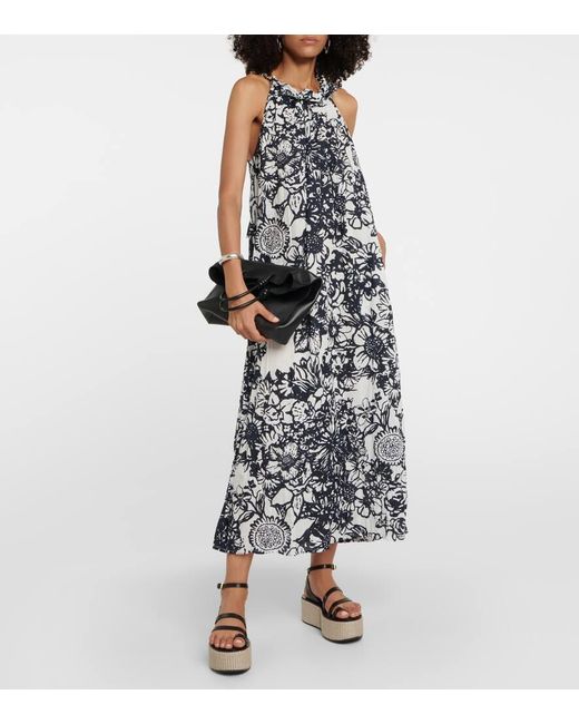 Velvet White Penelope Printed Cotton Maxi Dress