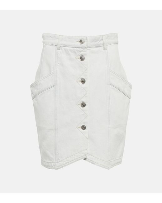 Isabel Marant White Sabel High-Rise Denim Miniskirt