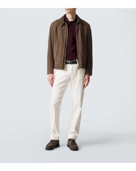 Brioni Red Cotton Pique Polo Shirt for men