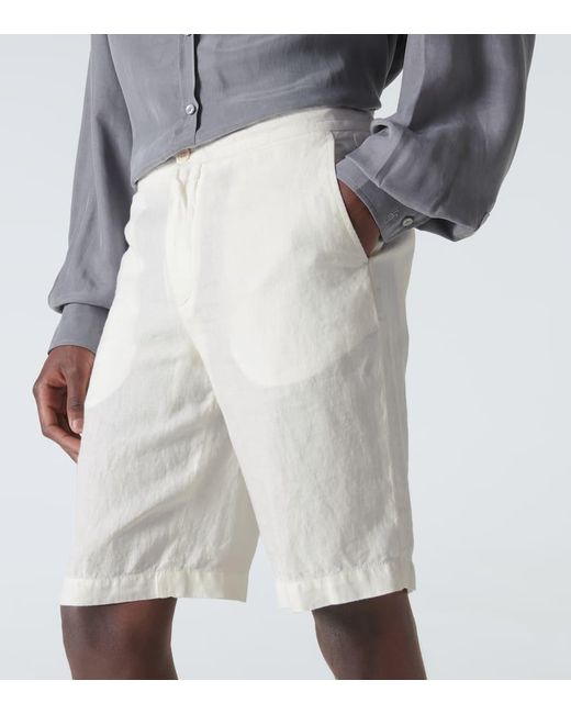 Zegna White Linen Bermuda Shorts for men