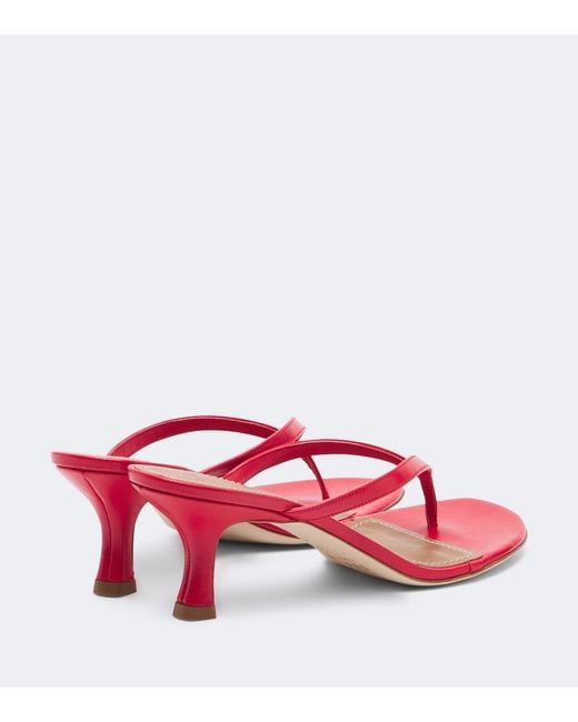 Staud Pink Freja Leather Thong Sandals