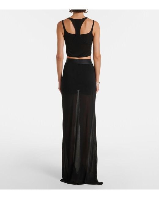 Gucci Black Semi-Sheer Crepe Maxi Skirt