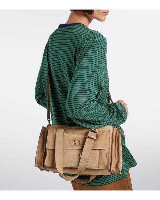 Miu Miu Natural Utilitaire Suede Shoulder Bag