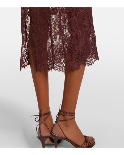 Self-Portrait Purple Belted Floral Lace Midi Dress