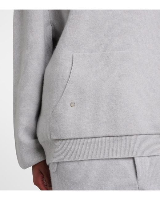 God's True Cashmere Gray Cashmere Hoodie With Rose Quartz