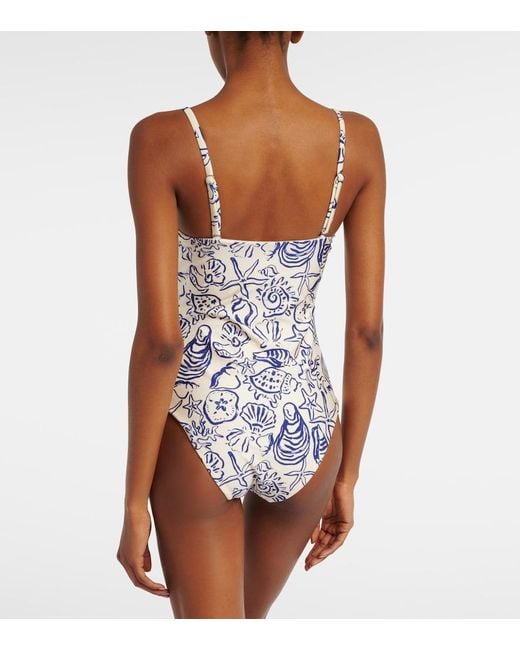 Jonathan Simkhai Blue Ottilie Printed Swimsuit