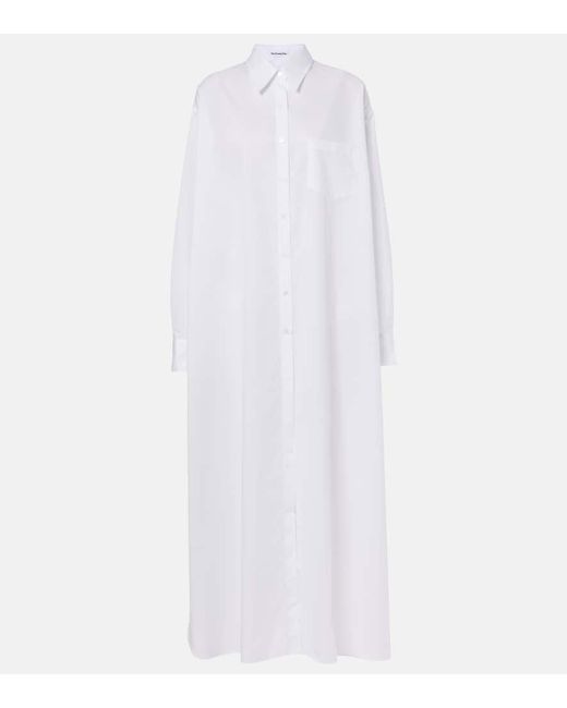Frankie Shop White Avery Cotton-Blend Shirt Dress