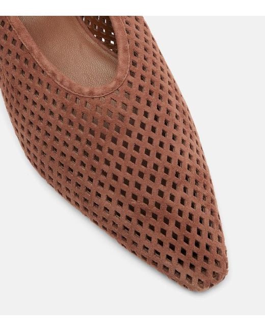 Jil Sander Brown Perforated Suede Slingback Flats