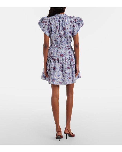 Ulla Johnson Blue Izel Floral Cotton Minidress