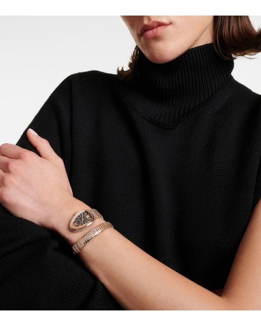 BVLGARI Metallic Uhr Serpenti Tubogas Mit 18Kt Rosegold Und Rubellit