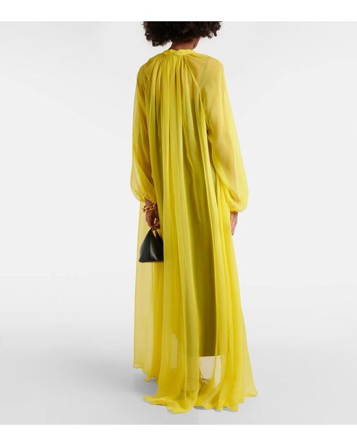 Max Mara Yellow Medicea Silk Chiffon Duster Coat