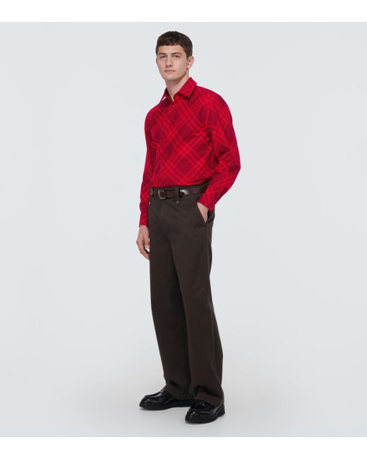 Chemise en coton a carreaux Burberry pour homme en coloris Rouge | Lyst