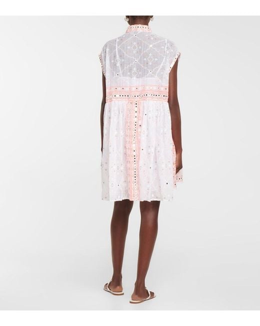 Juliet Dunn Pink Sequined Cotton Minidress
