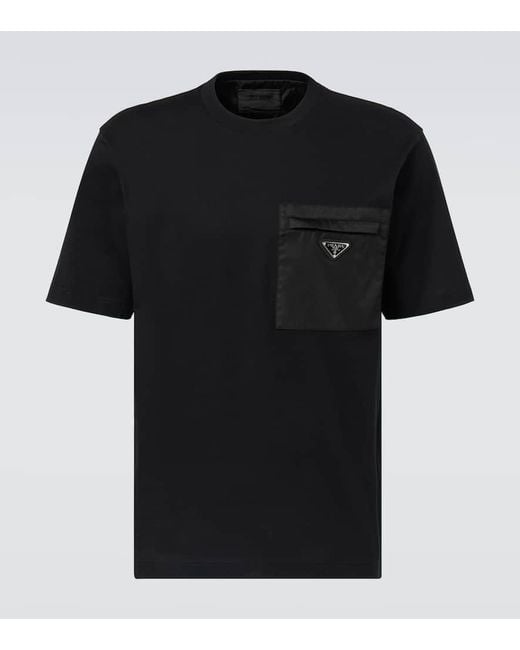 Prada T-Shirt Mit Einsatz Aus Re-Nylon in Black für Herren