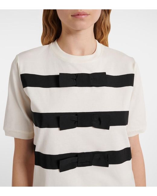 Nina Ricci White Bow-Detail Cotton Jersey T-Shirt