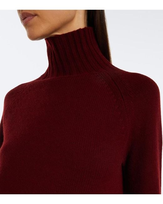 Max Mara Red Wool And Cashmere Turtleneck Sweater