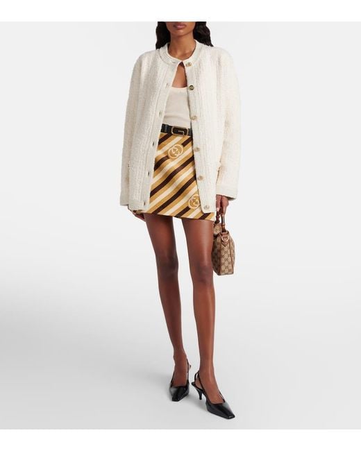 Gucci Natural Wool-Blend Lame Boucle Cardigan