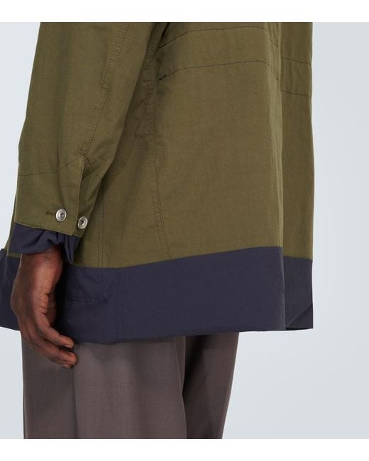 Sacai Green Reversible Cotton-Blend Ripstop Coat for men
