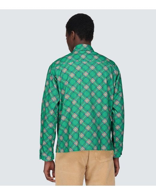 ERL Green Checked Cotton Corduroy Shirt for men