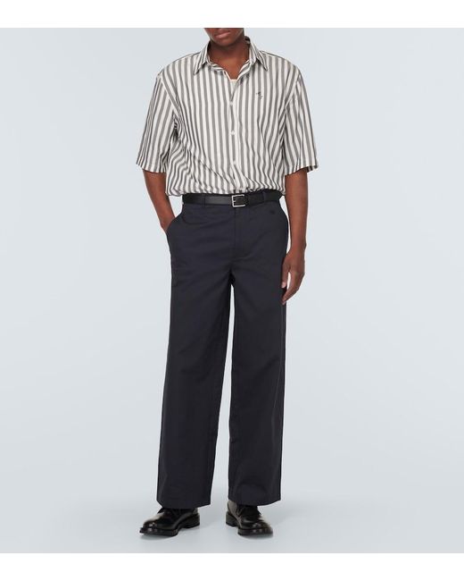 Acne White Oversized Striped Shirt for men