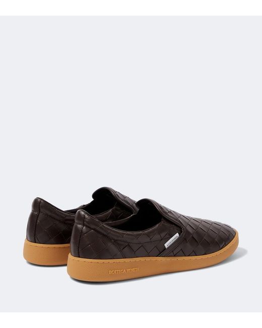 Bottega Veneta Brown Sawyer Intrecciato Leather Slip-On Shoes for men