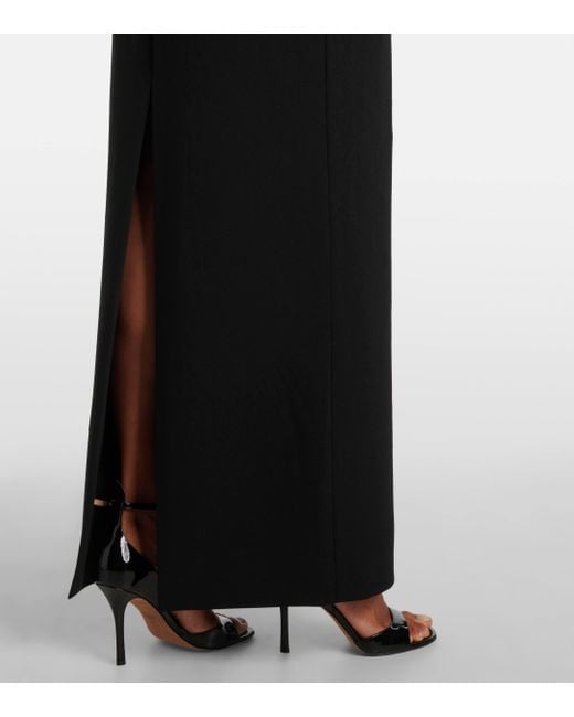 Solace London Black Kori Off-shoulder Bow-detail Gown