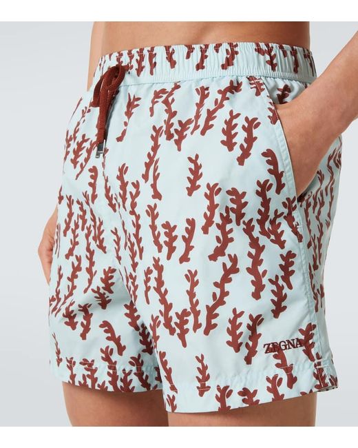 Zegna White Printed Swim Trunks for men