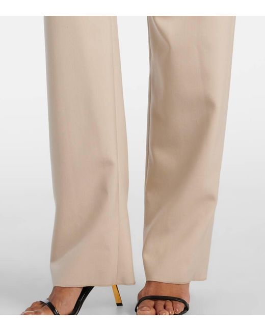 Pantalones Rectos De Lana Saint Laurent de color White