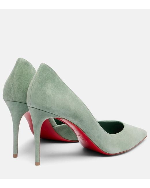 Christian Louboutin Green Iriza 85 Suede Pumps